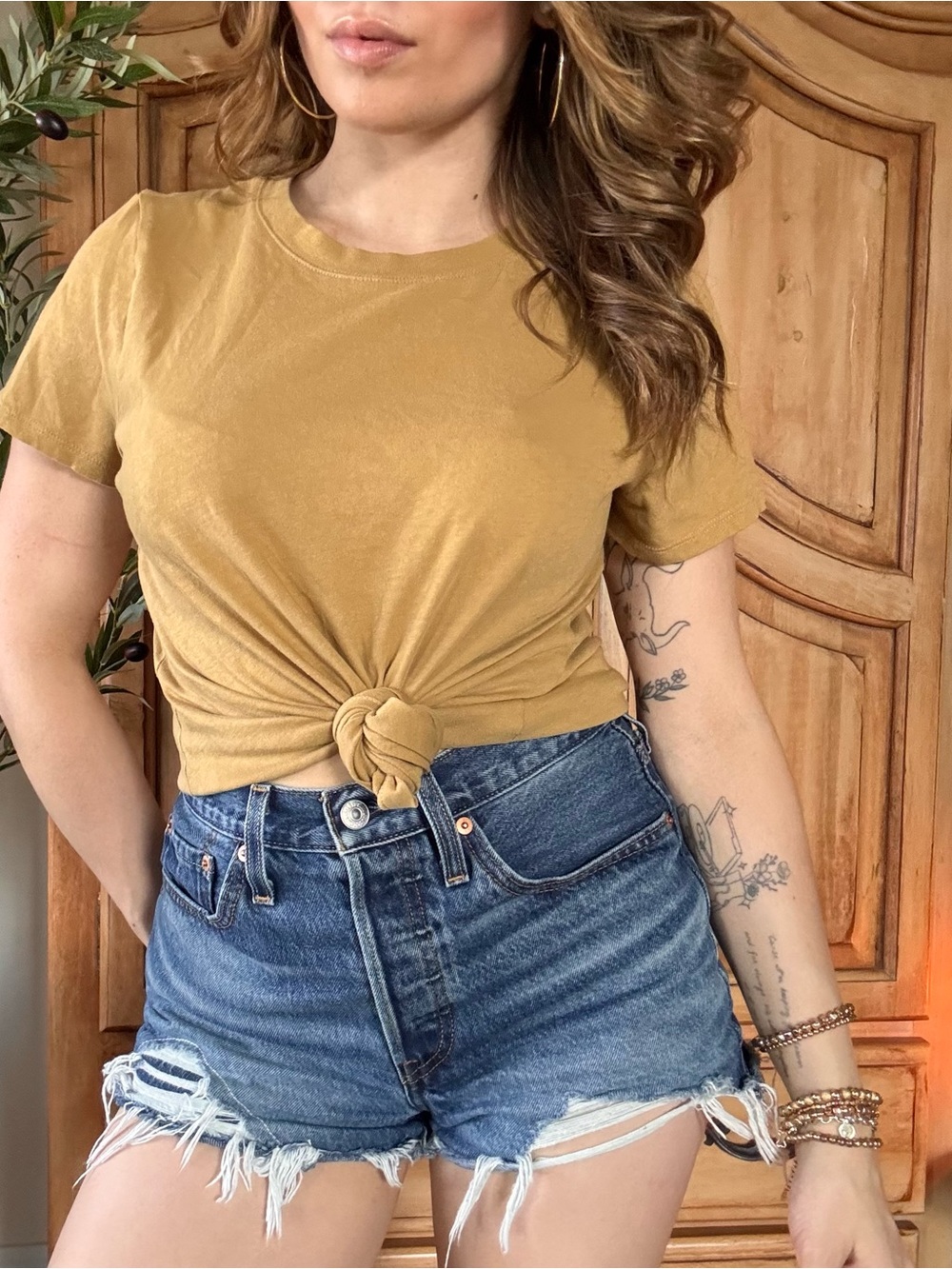 Mustard Crewneck Tee - Women